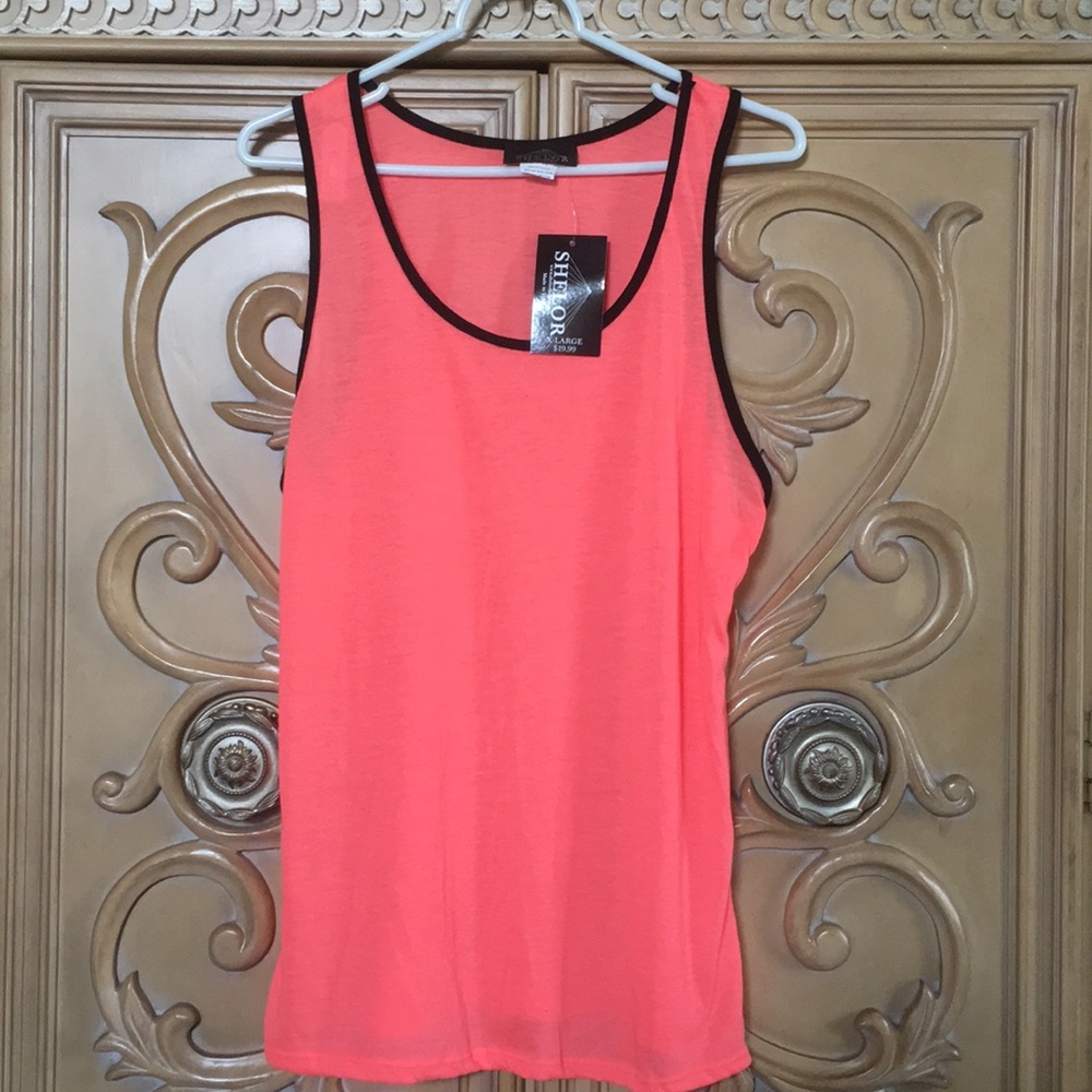 Shelor bright orange & black tank NWT size XL